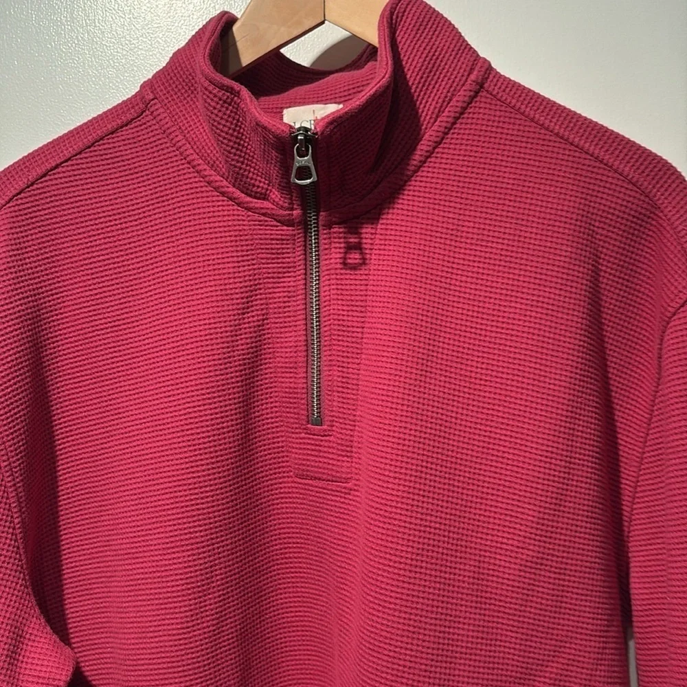 J Crew Brushed Waffle Knit Half Zip Pullover M